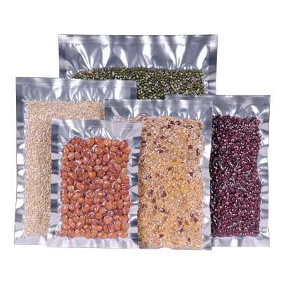 Three sides sealed aluminized translucent food vacuum flat bag for packaging sausage and fish